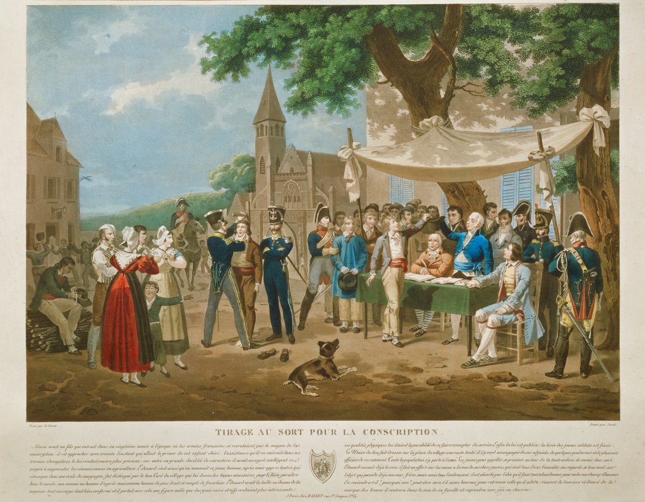 Incisione da Lecomte: Coscritti estratti a sorte (incisione) da Hippolyte Lecomte