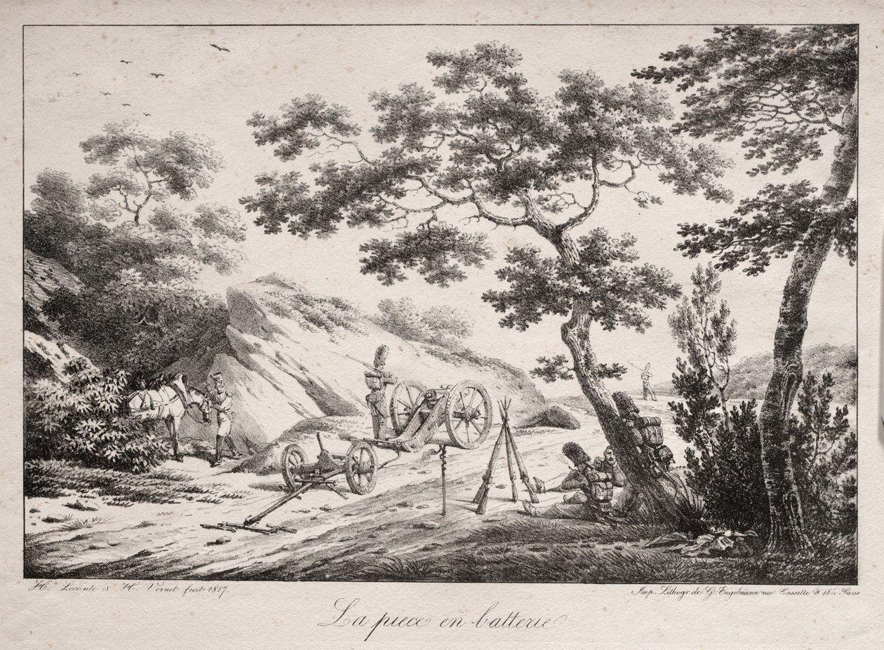 Il cannone pronto a sparare, 1817 da Hippolyte Lecomte