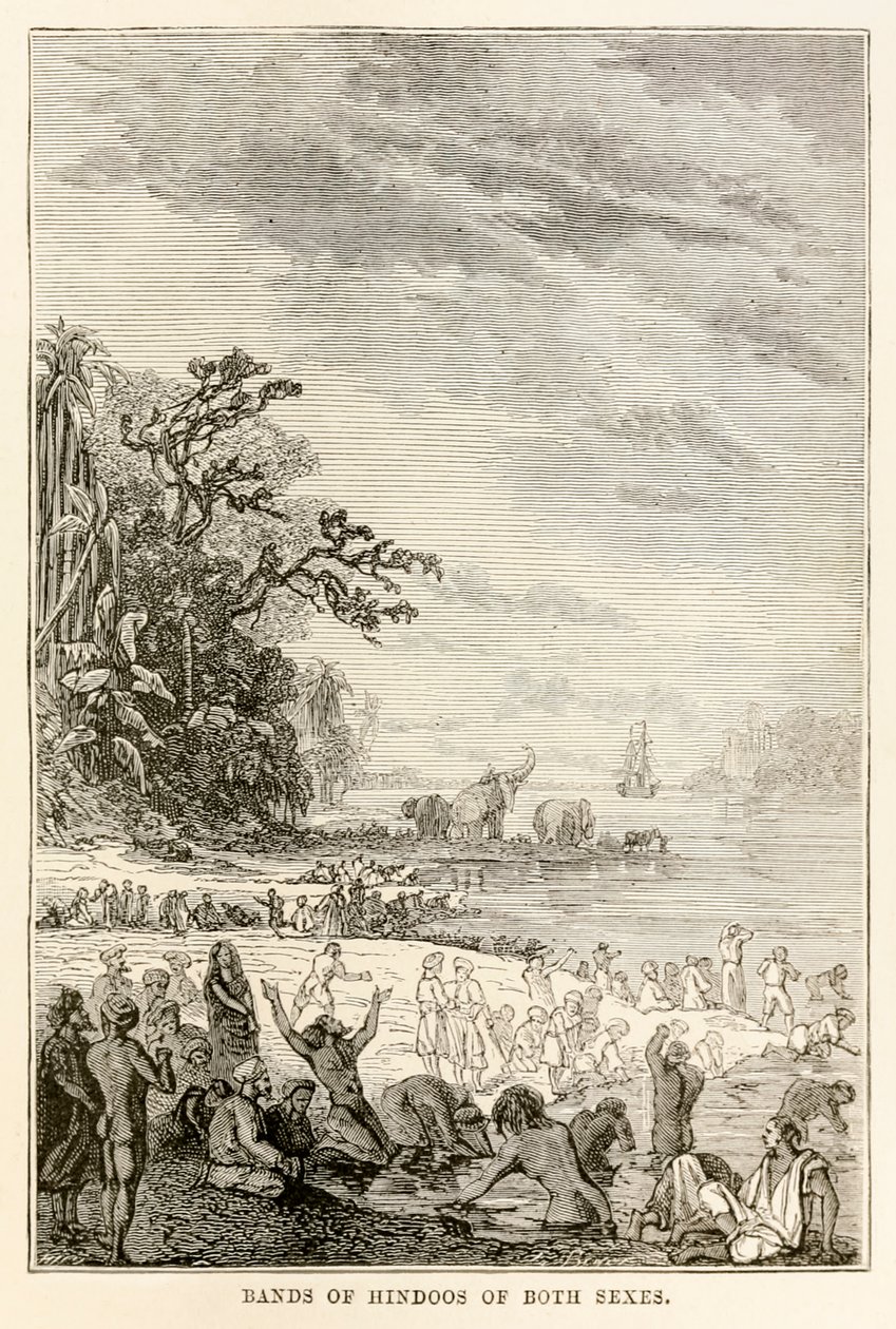 Bande di indù di entrambi i sessi, da Il giro del mondo in ottanta giorni di Jules Verne (1828-1905), 1873 da Hippolyte Leon after Benett
