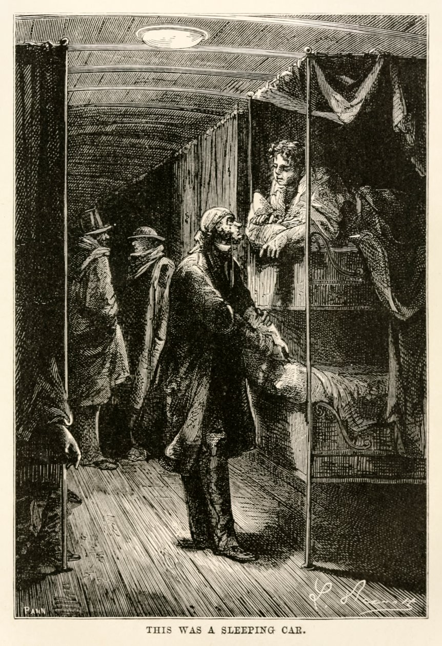 Questa era una carrozza letto, da Il giro del mondo in ottanta giorni di Jules Verne (1828-1905) inciso da Adolphe François Pannemaker (1822-1900), 1873 da Hippolyte Leon after Benett
