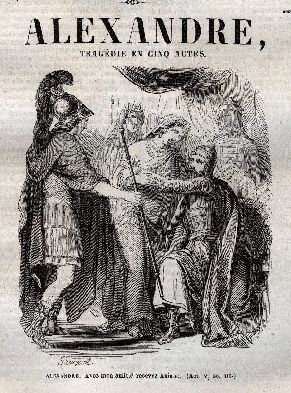 Alessandro. Con la mia amicizia ricevi Axiane - Alessandro il Grande tragedia in cinque atti - incisione in 