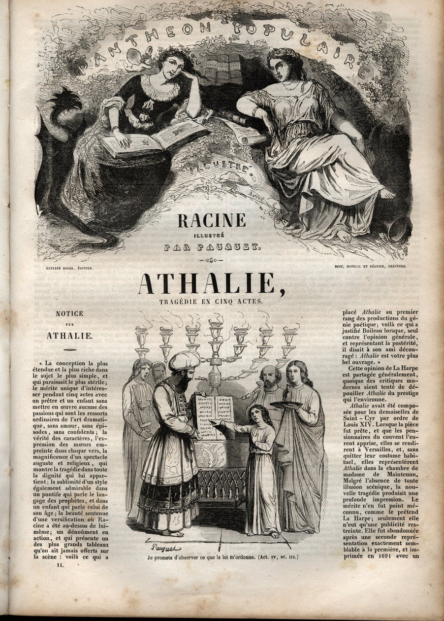 Athalie tragedia di Jean Racine in cinque atti - incisione in "Opere di Jean Racine" illustrata da Pauquet e nota di Emile de La Bédollière - 1851 da Hippolyte Louis Pauquet