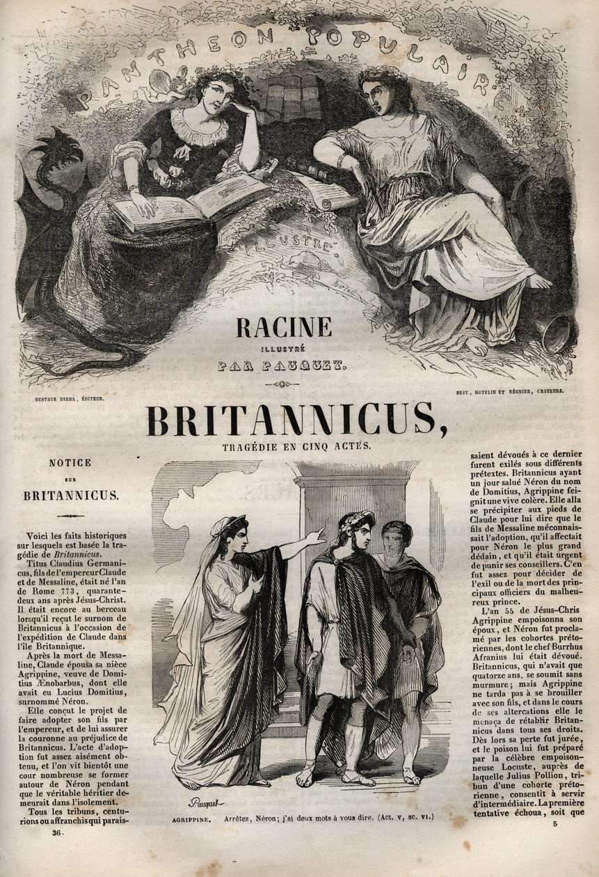 Britannicus tragedia in cinque atti - incisione in 