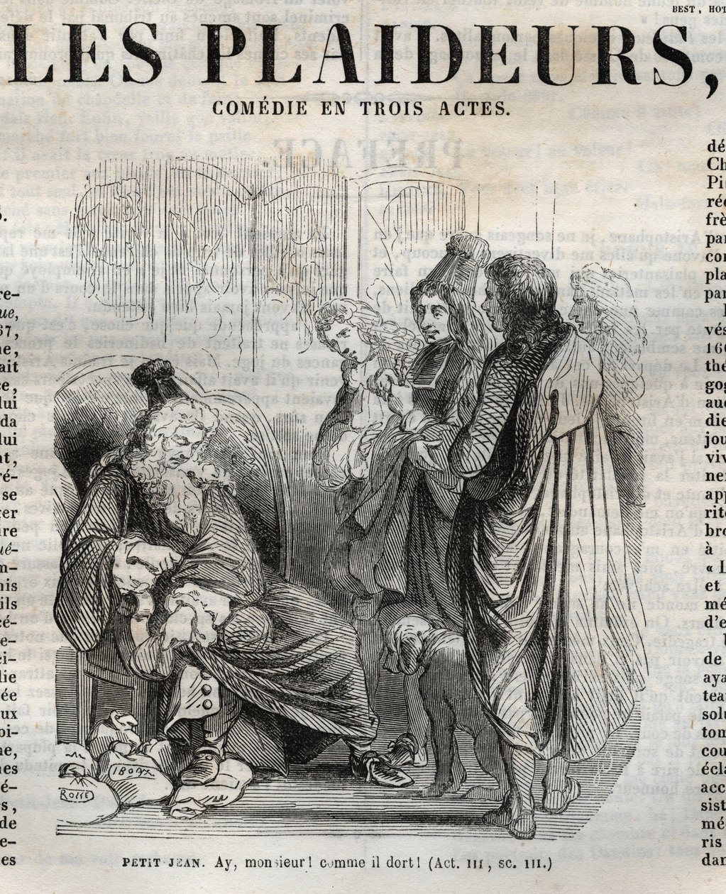 Les Plaideurs (1668) commedia in tre atti - incisione in "Opere di Jean Racine" illustrata da Pauquet e nota di Emile de La Bédollière - 1851 da Hippolyte Louis Pauquet