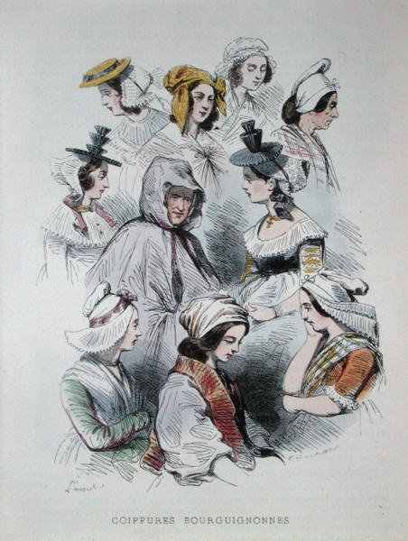 Copricapi dei contadini borgognoni, dal libro 