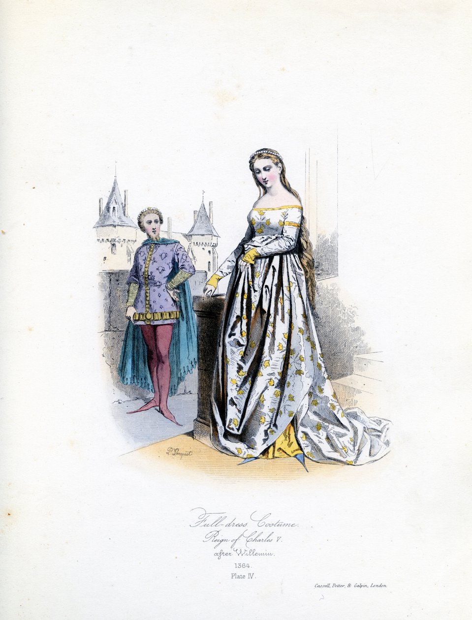 Nobile donna in abito completo da Hippolyte Louis and Polydore Pauquet