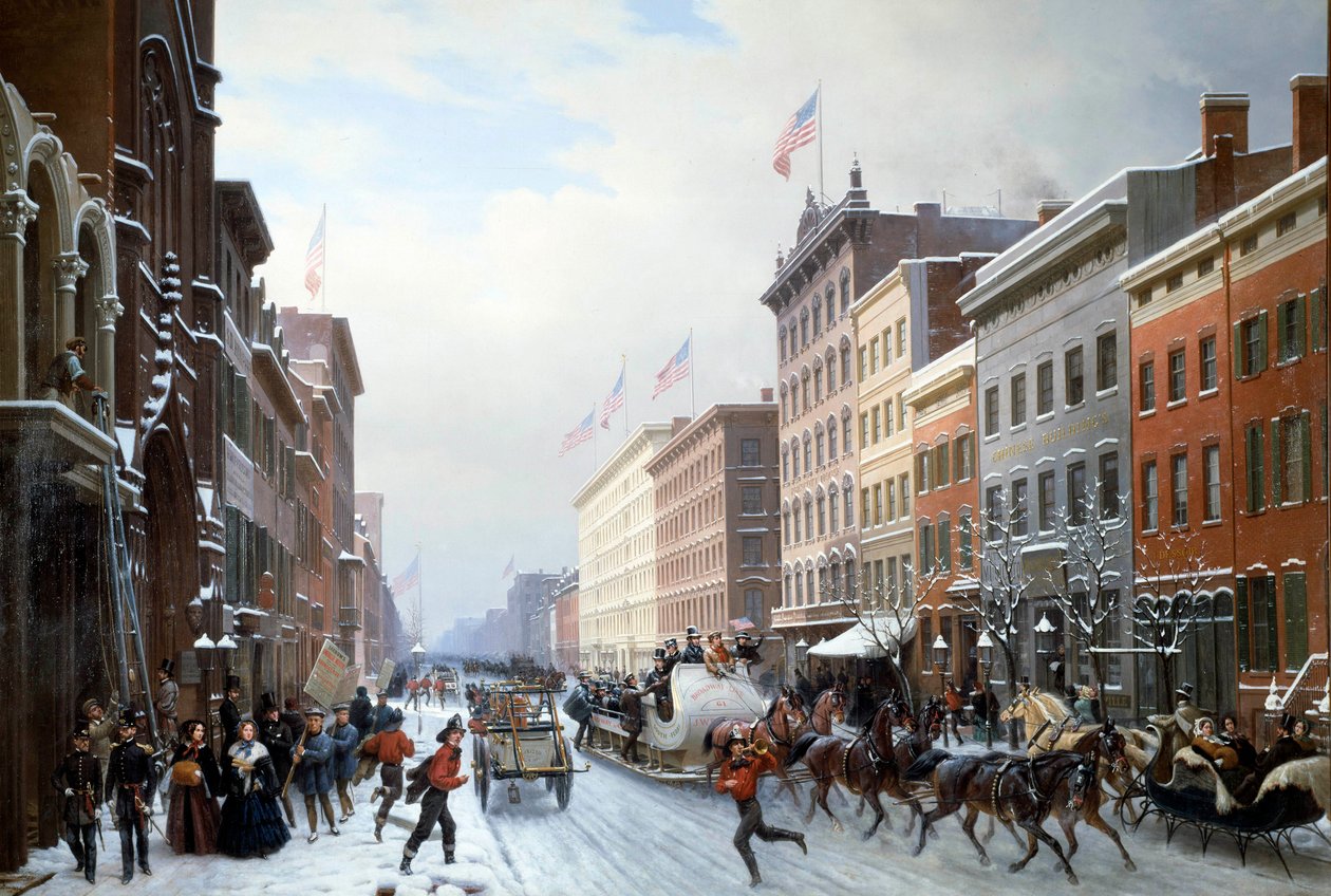 Una strada di Manhattan a New York nel 1840 da Hippolyte Victor Valentin Sebron