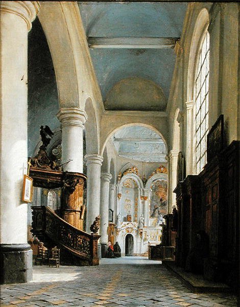 Interno della Chiesa di St. Denis, Saint-Omer da Hippolyte Victor Valentin Sebron