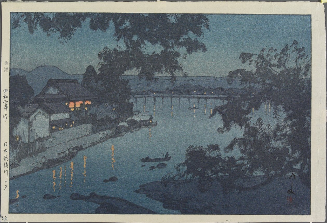 Sera sul fiume Chikugo a Hita da Hiroshi Yoshida