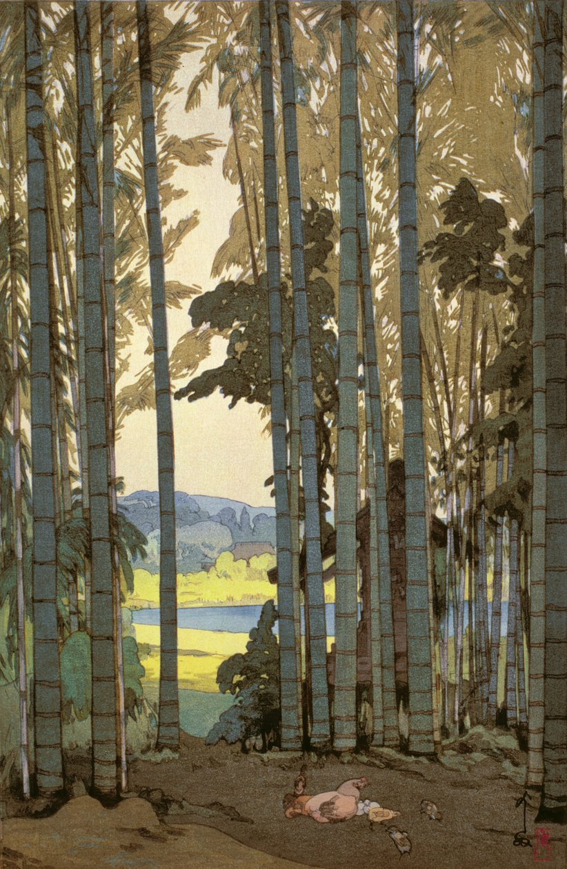 Galline nel bosco di bambù da Hiroshi Yoshida