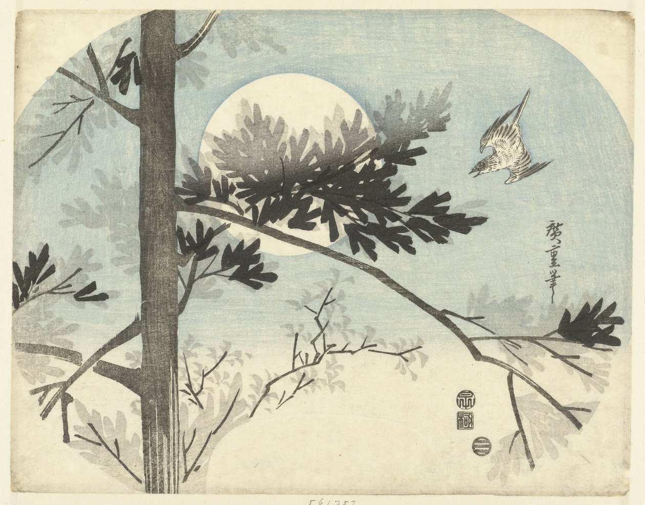 Cuculo e pino da Hiroshige (I) , Utagawa