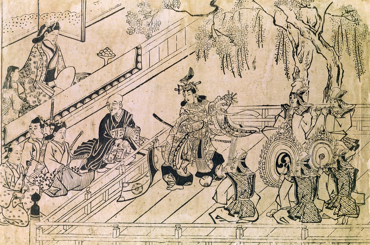 Scena di una danza sacra da Hishikawa Moronobu