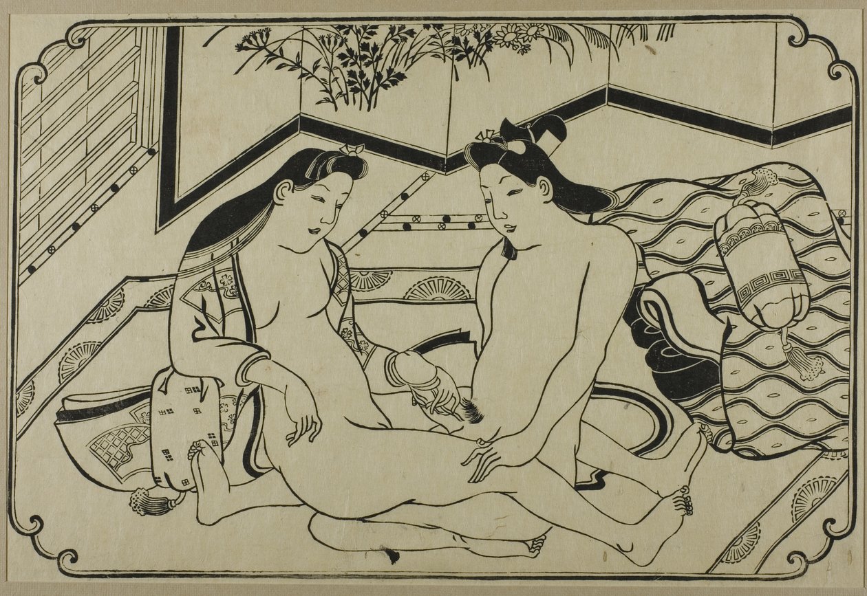 Un foglio di un album shunga da Hishikawa Moronobu