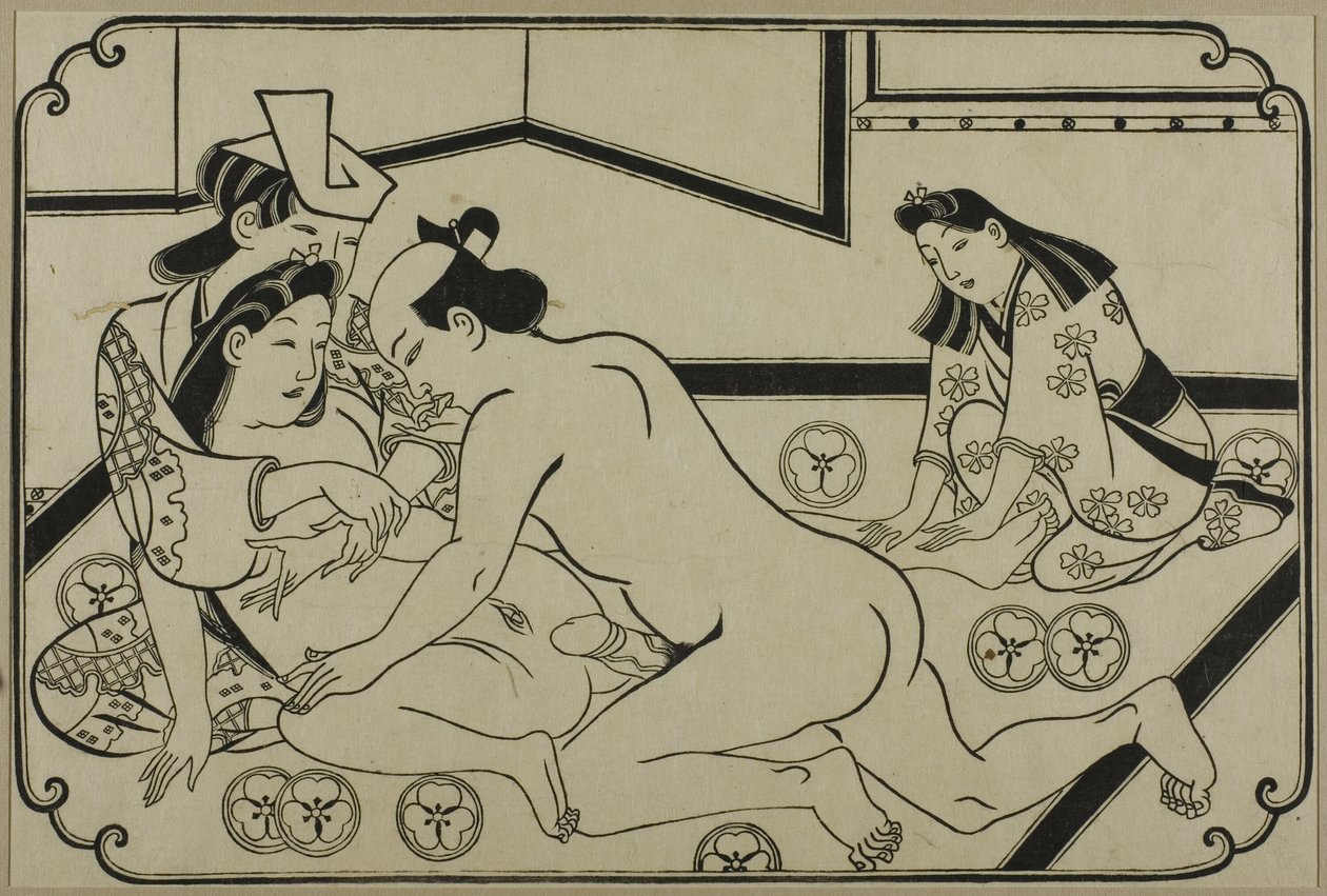 Un foglio di un album shunga da Hishikawa Moronobu
