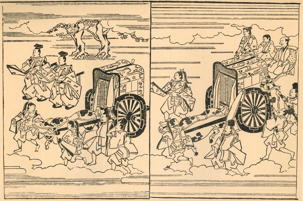Carrozze trainate da buoi, 1663, 1924 da Hishikawa Moronobu