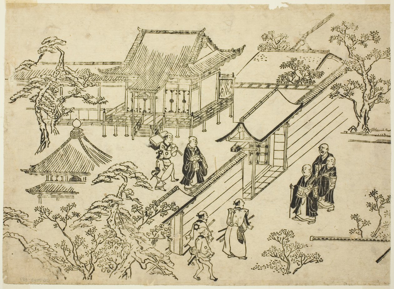 Honbo, dalla serie "Scene di osservazione dei fiori a Ueno (Ueno hanami no tei)" da Hishikawa Moronobu