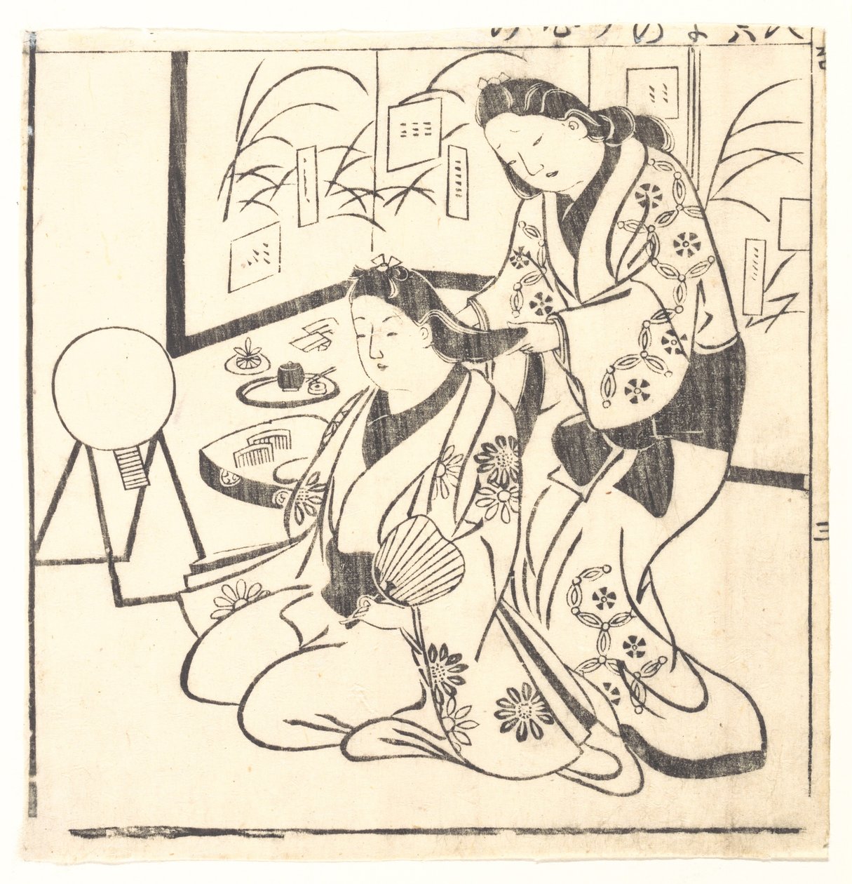 Foglio da un libro intitolato: Wakoku Hyakujo, cento donne giapponesi da Hishikawa Moronobu