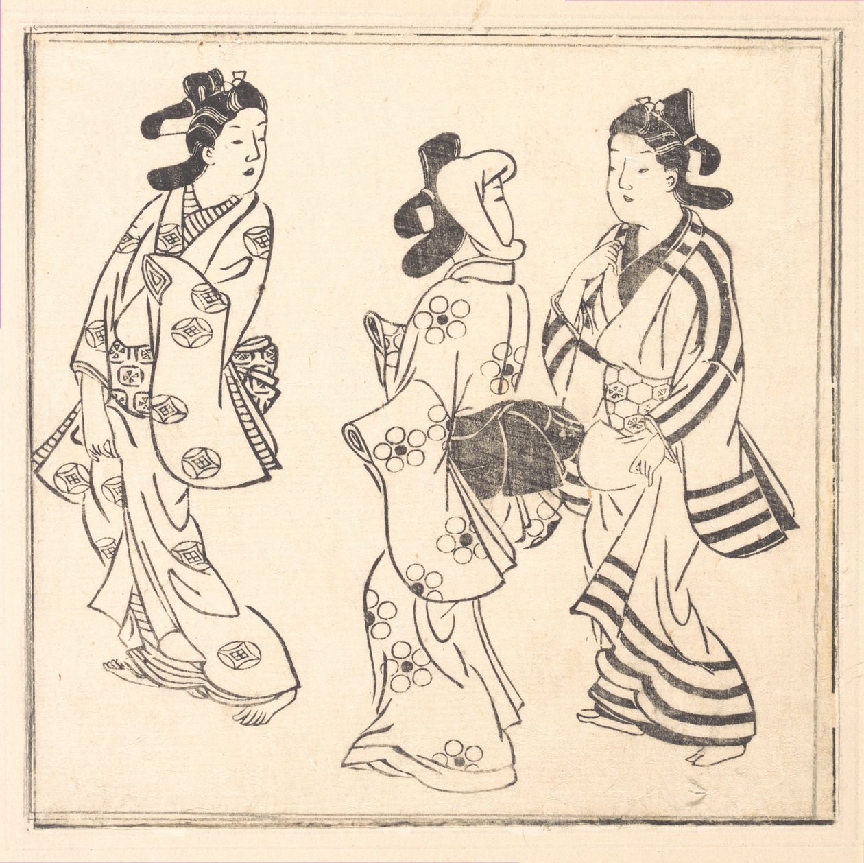 Foglio da un libro intitolato: Wakoku Hiaku-jo: Cento donne giapponesi da Hishikawa Moronobu