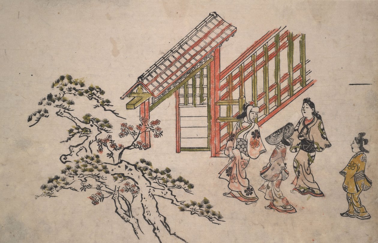 Vicino alla Nuova Porta di Yoshiwara da Hishikawa Moronobu