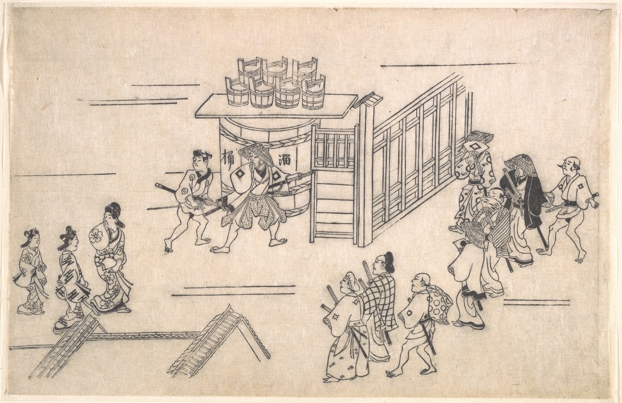 La quarta scena, dalla serie Scene del quartiere dei piaceri a Yoshiwara a Edo da Hishikawa Moronobu