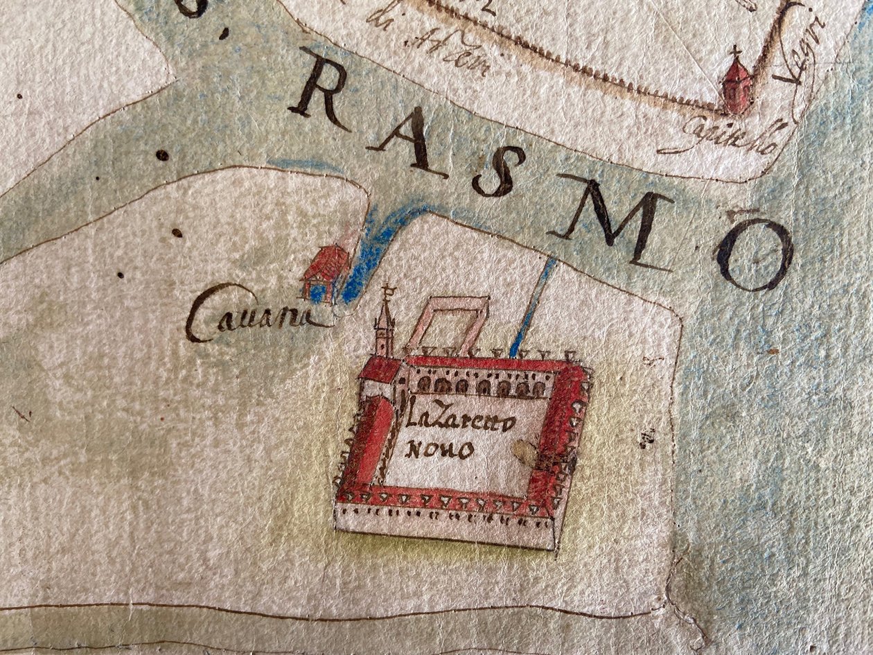 Lazzaretto Nuovo su una mappa del XVII secolo da Historical Document.