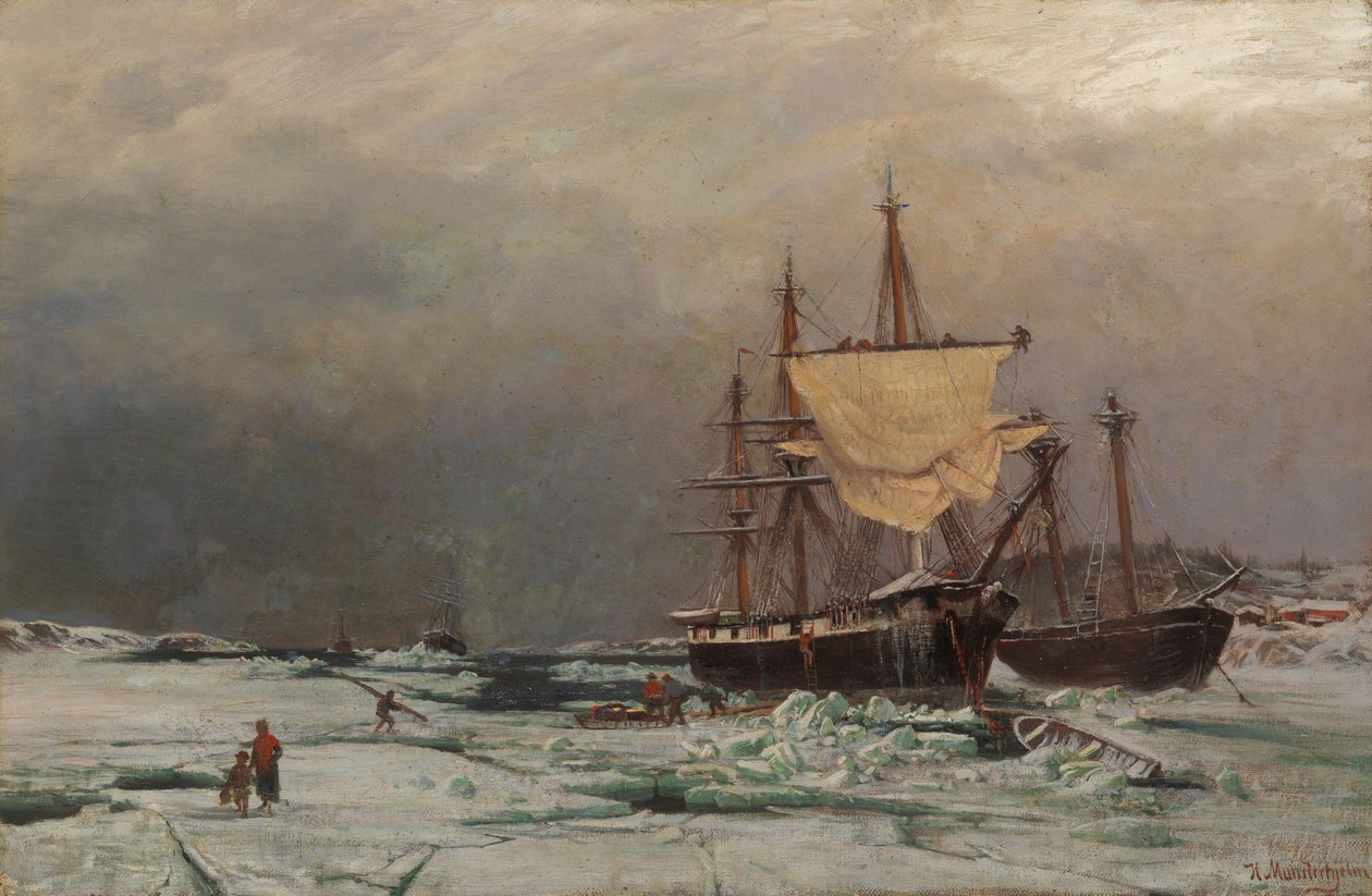 Paesaggio marino con rompighiaccio da Hjalmar Munsterhjelm