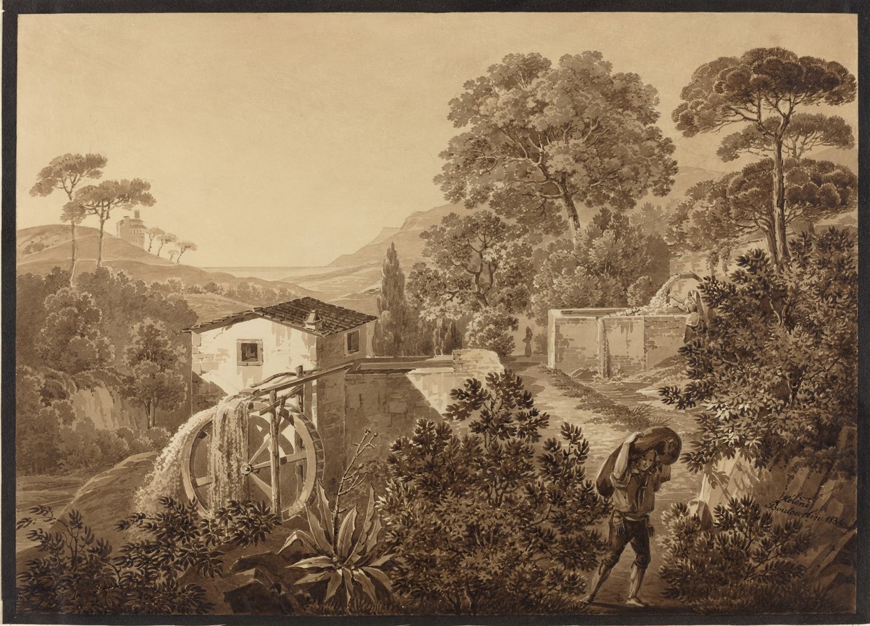 Paesaggio italiano con mulino ad acqua da Hélène Boutourlin