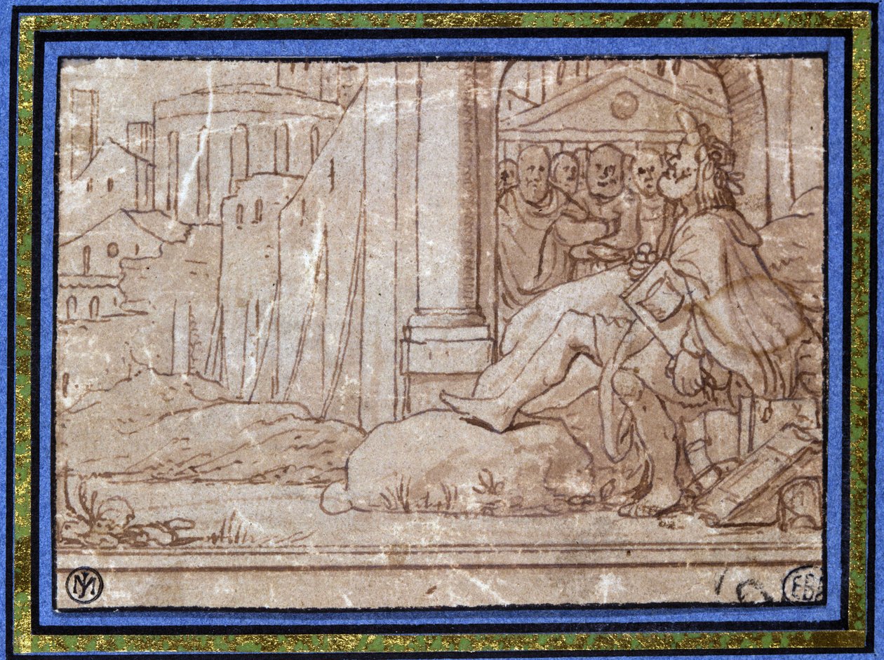 Il Saggio (meditazione). Disegno di Hobben. XVI secolo da Hobben