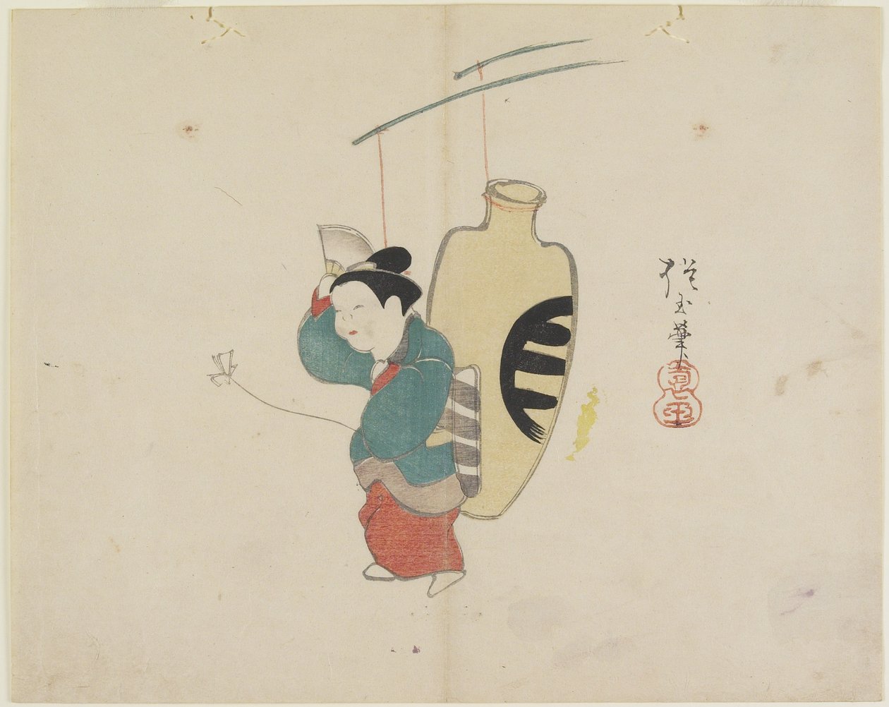 (Mobile di figura femminile e bottiglia di sake), c. 1830 da Hogyoku