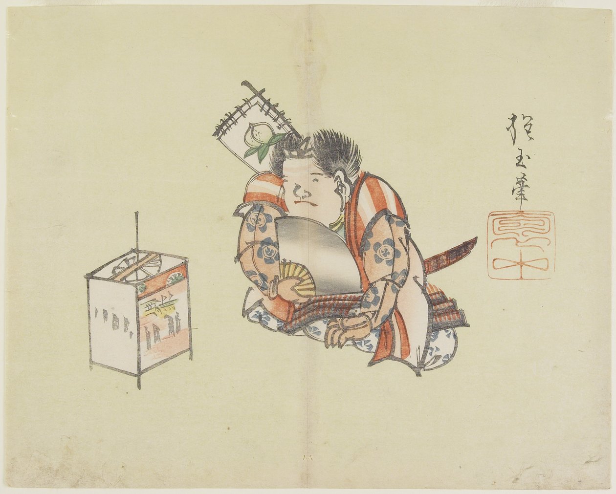 Momotaro con un ventaglio, c. 1830 da Hogyoku