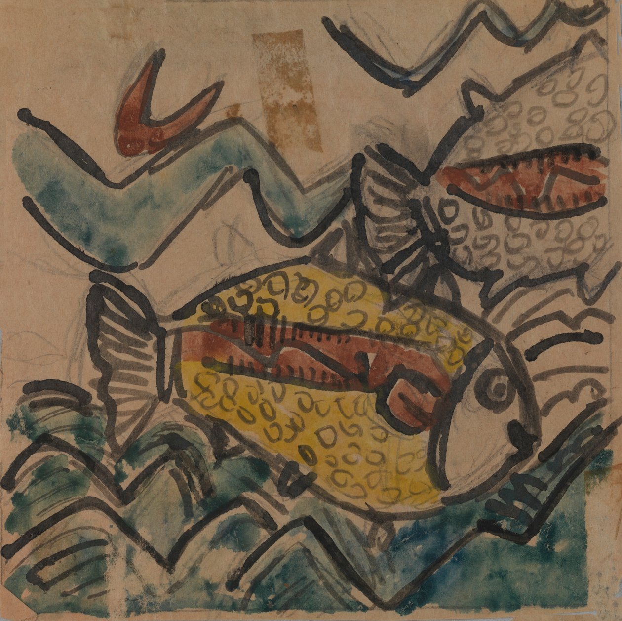 Design di pesce per un piatto di ceramica, ca. 1930-1939 da Holcha Krake
