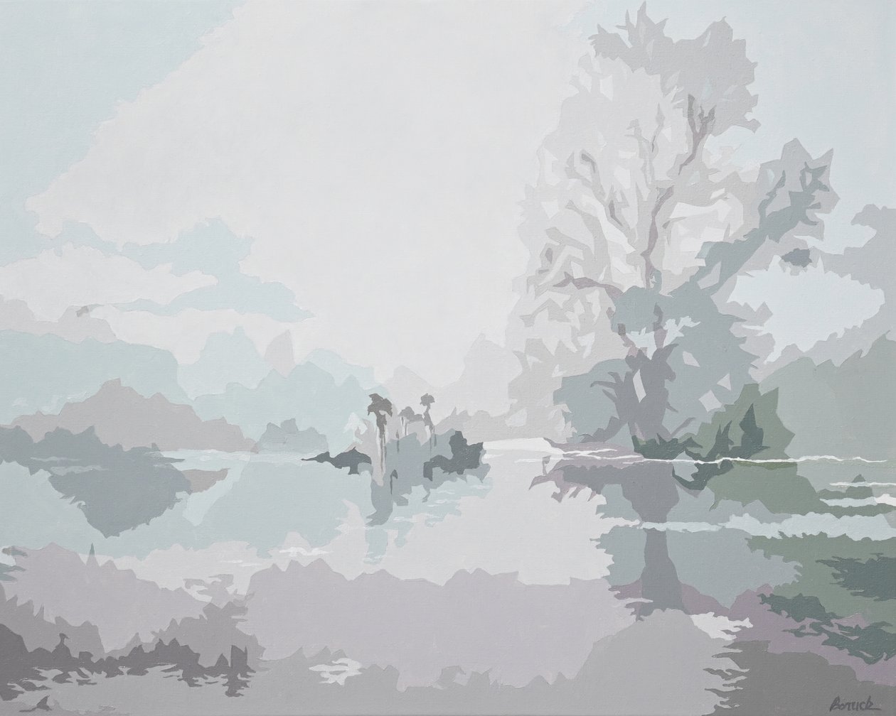 Mattina nebbiosa, 2024 (olio su tela) da Holly Boruck