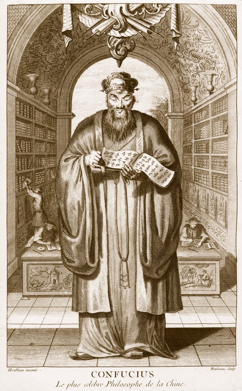 Kong-Fu-Tse, o Confucio, il Filosofo più Celebre della Cina, inciso da Henry Fletcher (fl.1729) da Honbleau