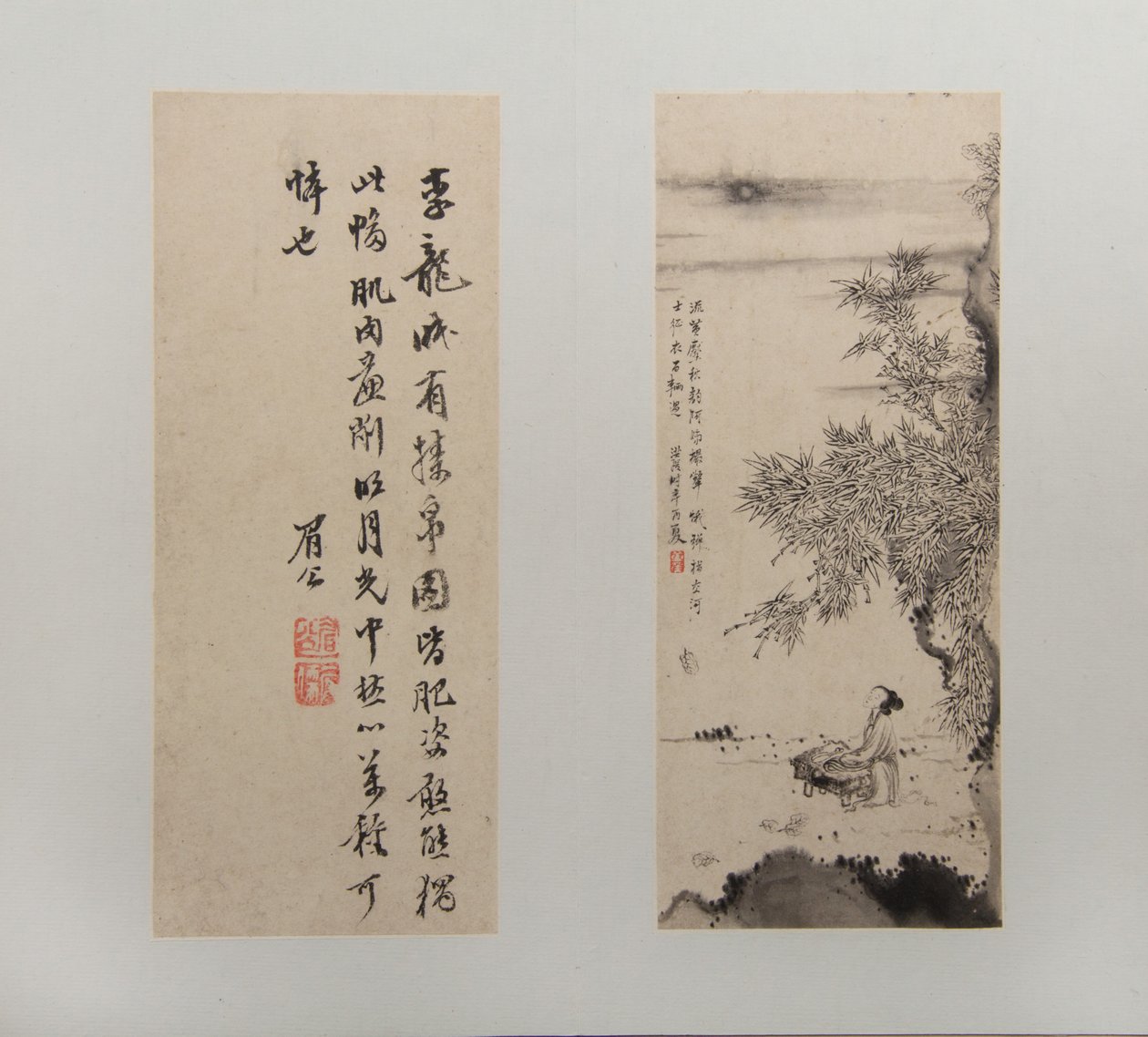 Paesaggi, figure e fiori, datato 1618-22 (album di dodici fogli; inchiostro e colore su carta) da Hongshou Chen
