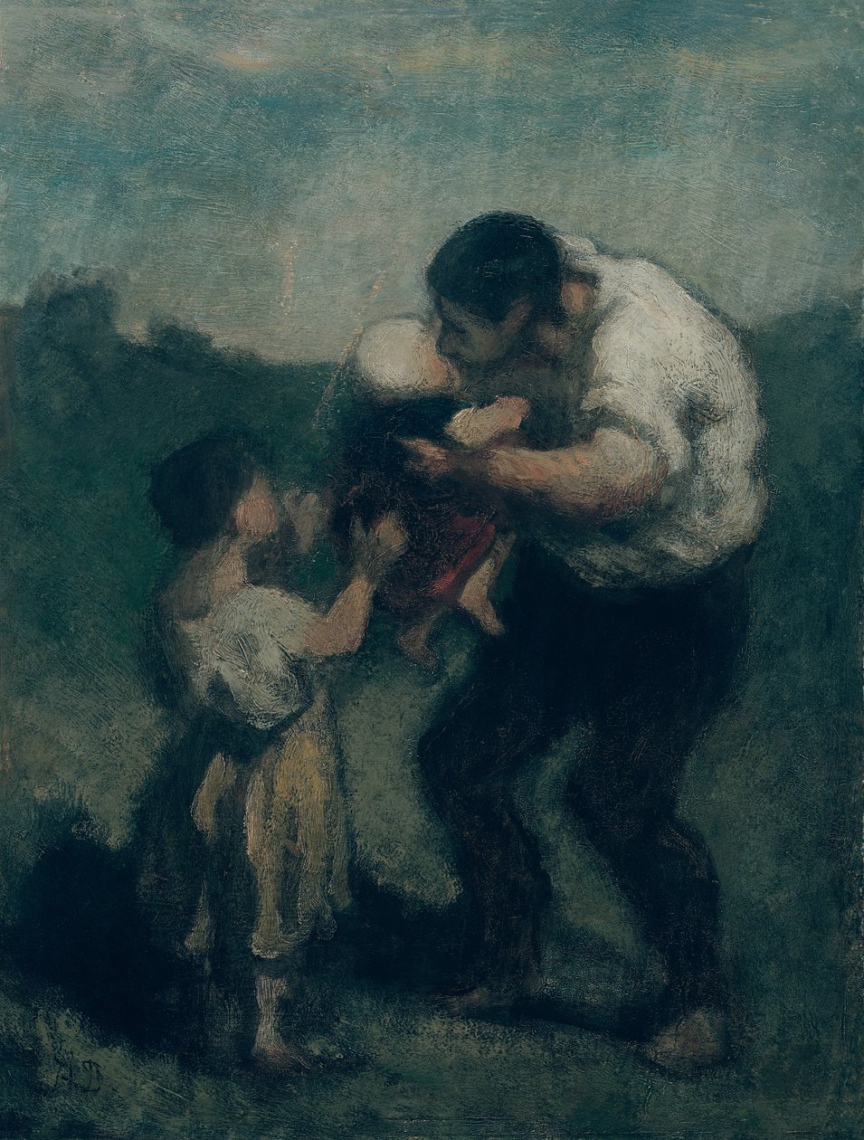 Il bacio, c.1845-48 da Honoré Daumier