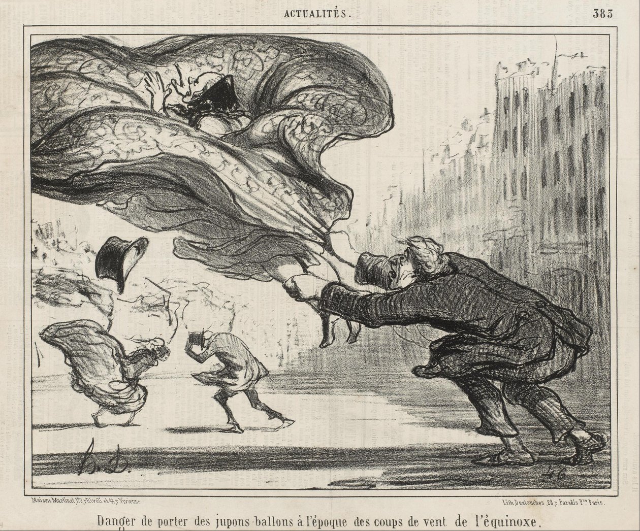Il pericolo di indossare gonne a cerchio... da Honoré Daumier