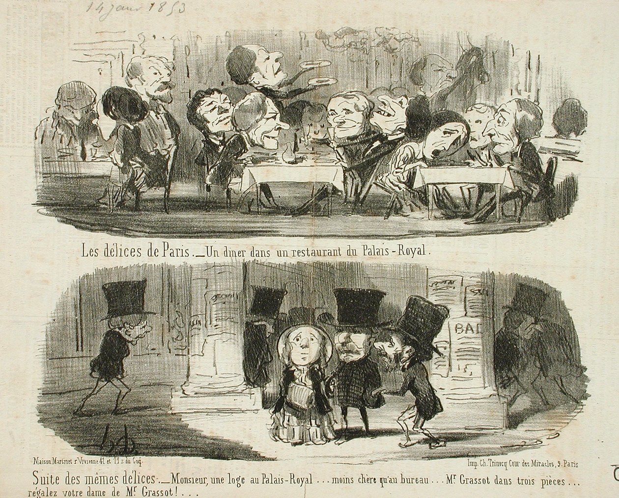 Una cena al ristorante del Palais-Royal; Suite delle stesse delizie da Honoré Daumier