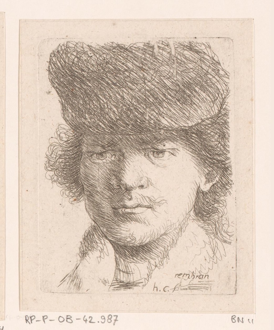 Ritratto di Rembrandt con cappello alto da Honoré Coussin