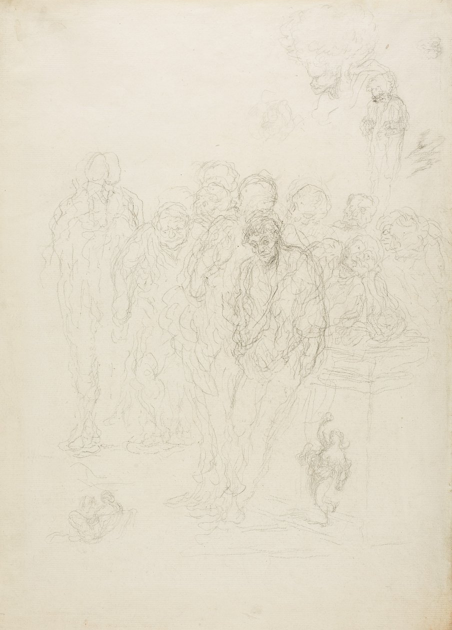 Un gruppo di uomini e altri schizzi, 1857 da Honoré Daumier