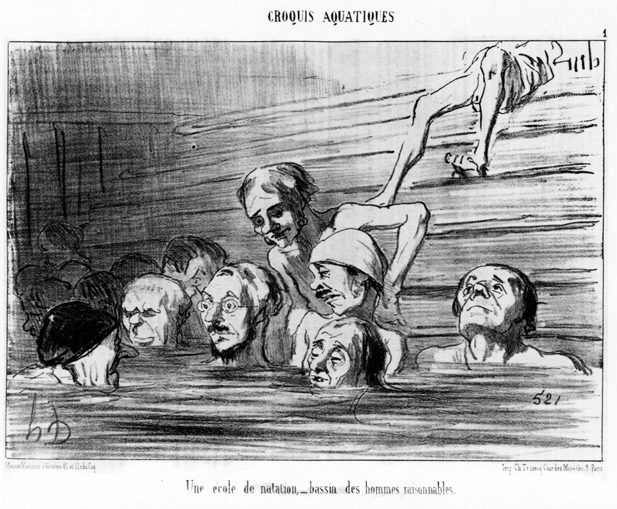 Una scuola di nuoto, una piscina di uomini ragionevoli: illustrazione tratta da "Sketch d