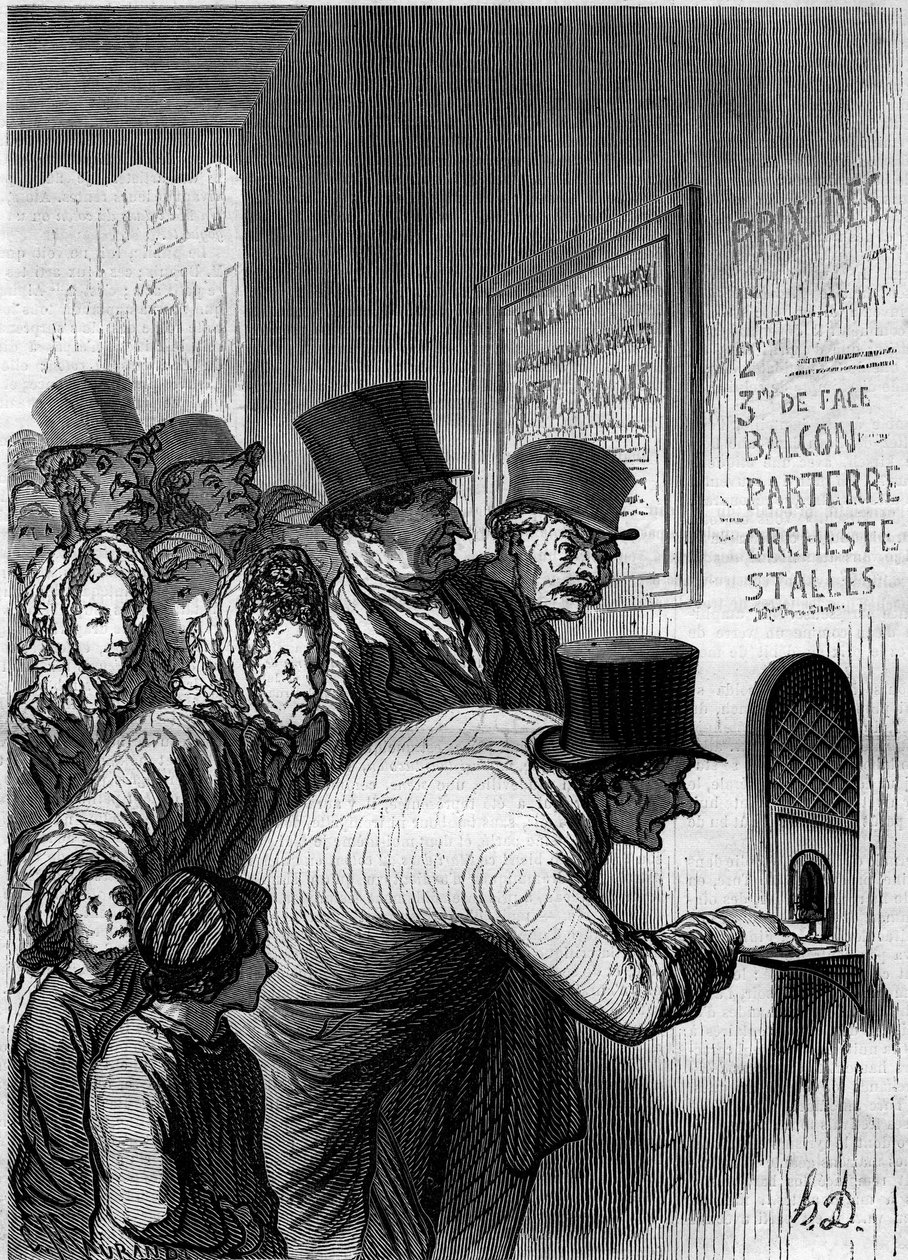 Una finestra teatrale. Caricatura di Honore Daumier (1808-1879). Incisione in 
