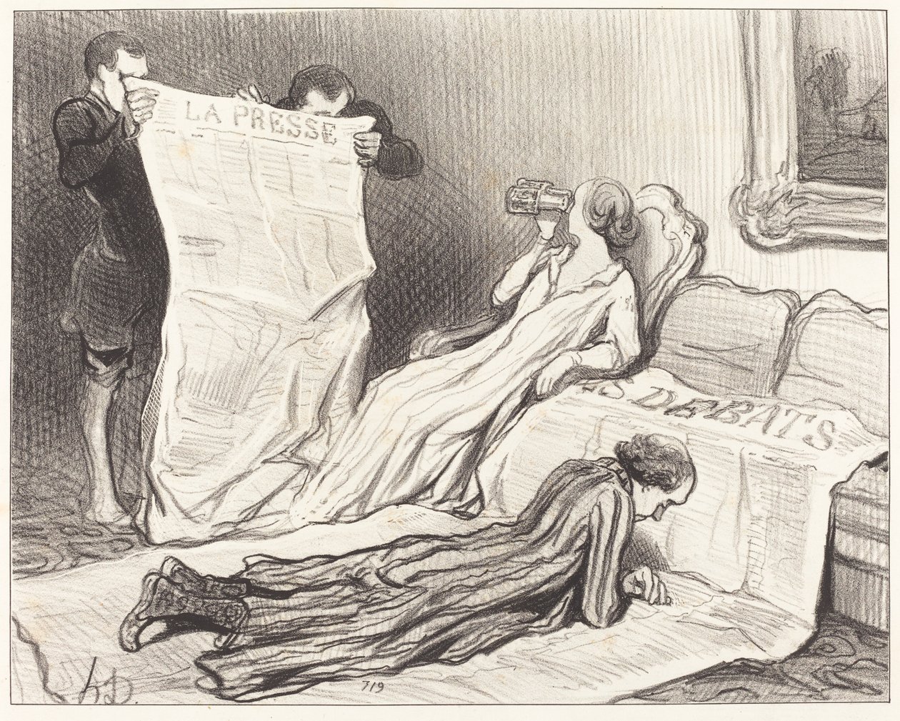 Abbonati che ricevono il loro giornale da Honoré Daumier