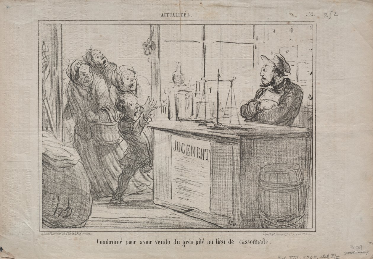 Attualità (No. 252): Condannato per aver venduto un mucchio di sabbia invece di zucchero di canna umido da Honoré Daumier