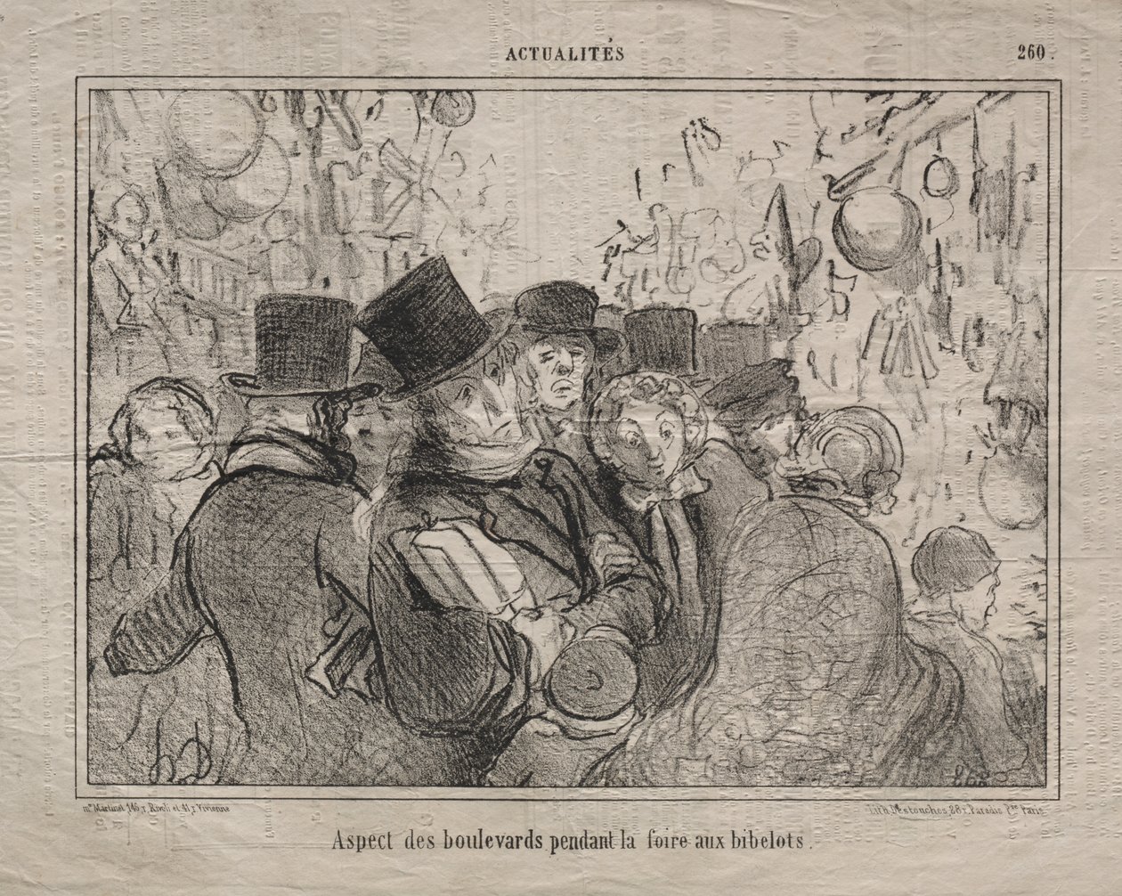 Attualità (n. 260): Vista dei boulevard durante un mercato di cianfrusaglie da Honoré Daumier