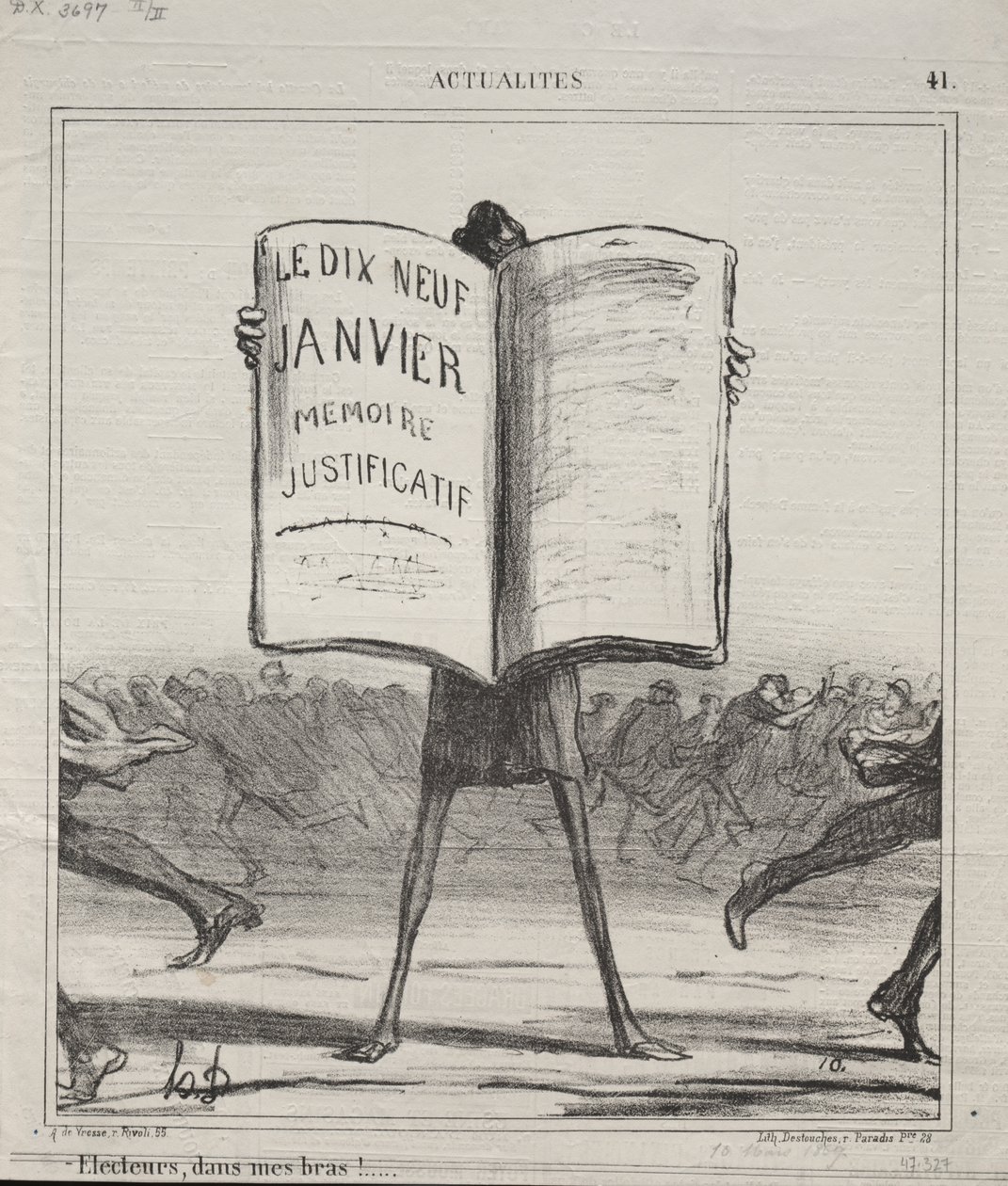 Attualità (No. 41): Elettori, tra le mie braccia!... da Honoré Daumier
