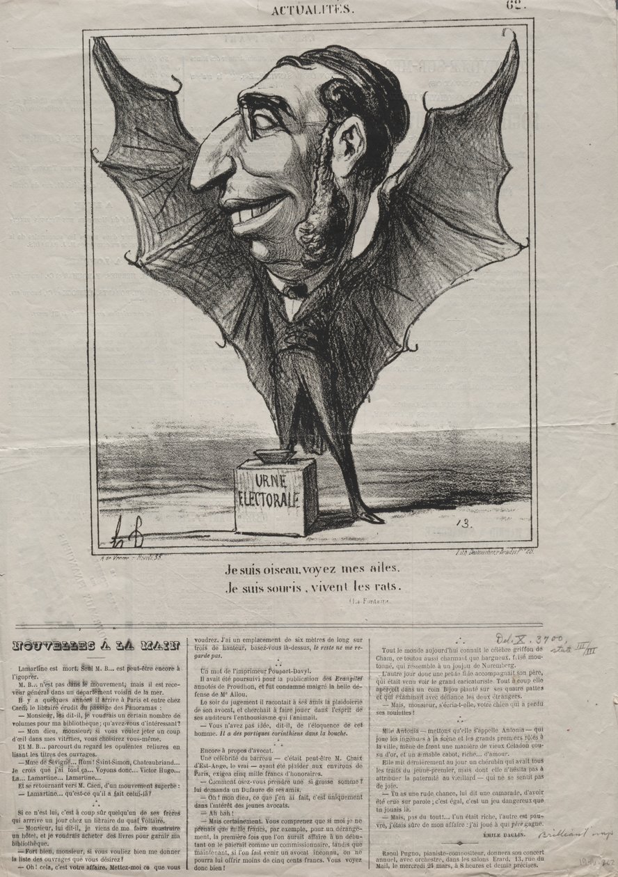 Attualità (No. 62): Sono un uccello, guarda le mie ali.. da Honoré Daumier