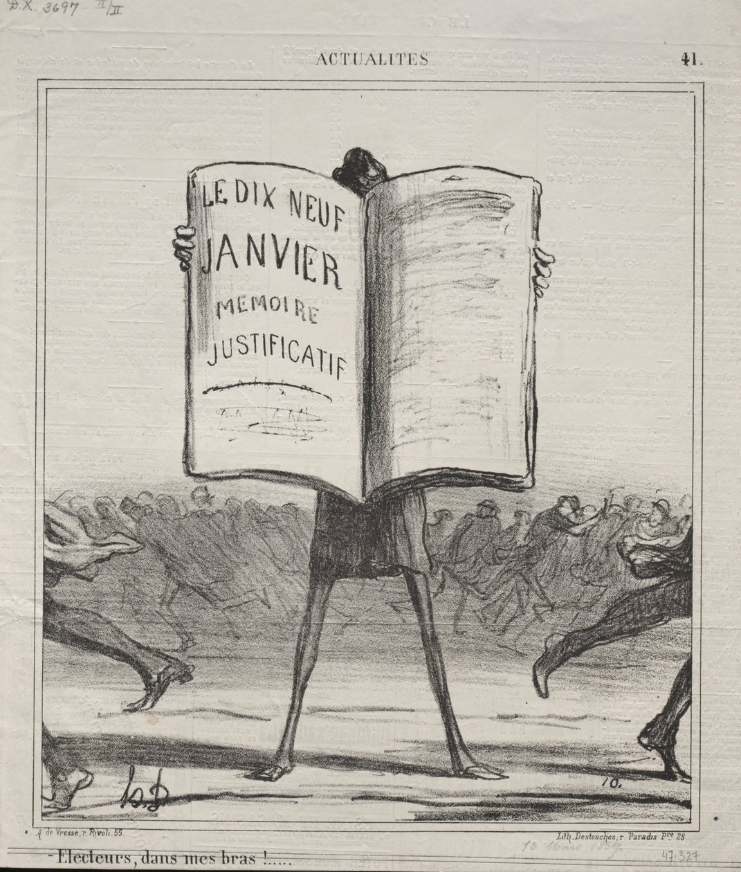 Attualità No. 41: Elettori, tra le mie braccia! da Honoré Daumier