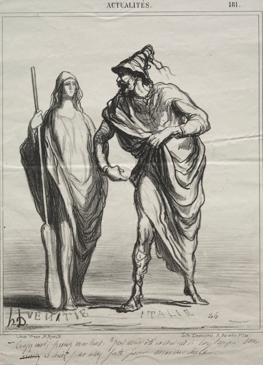 Attualità, tavola 181: Cosa mi prendi per! Prendi il mio braccio, 1866 da Honoré Daumier