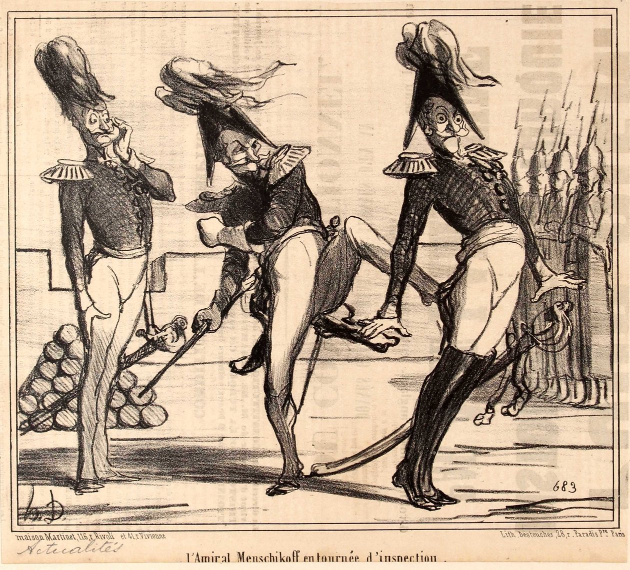 Ammiraglio Alexander Sergeyevich Menshikov in tour di ispezione, 1854 da Honoré Daumier