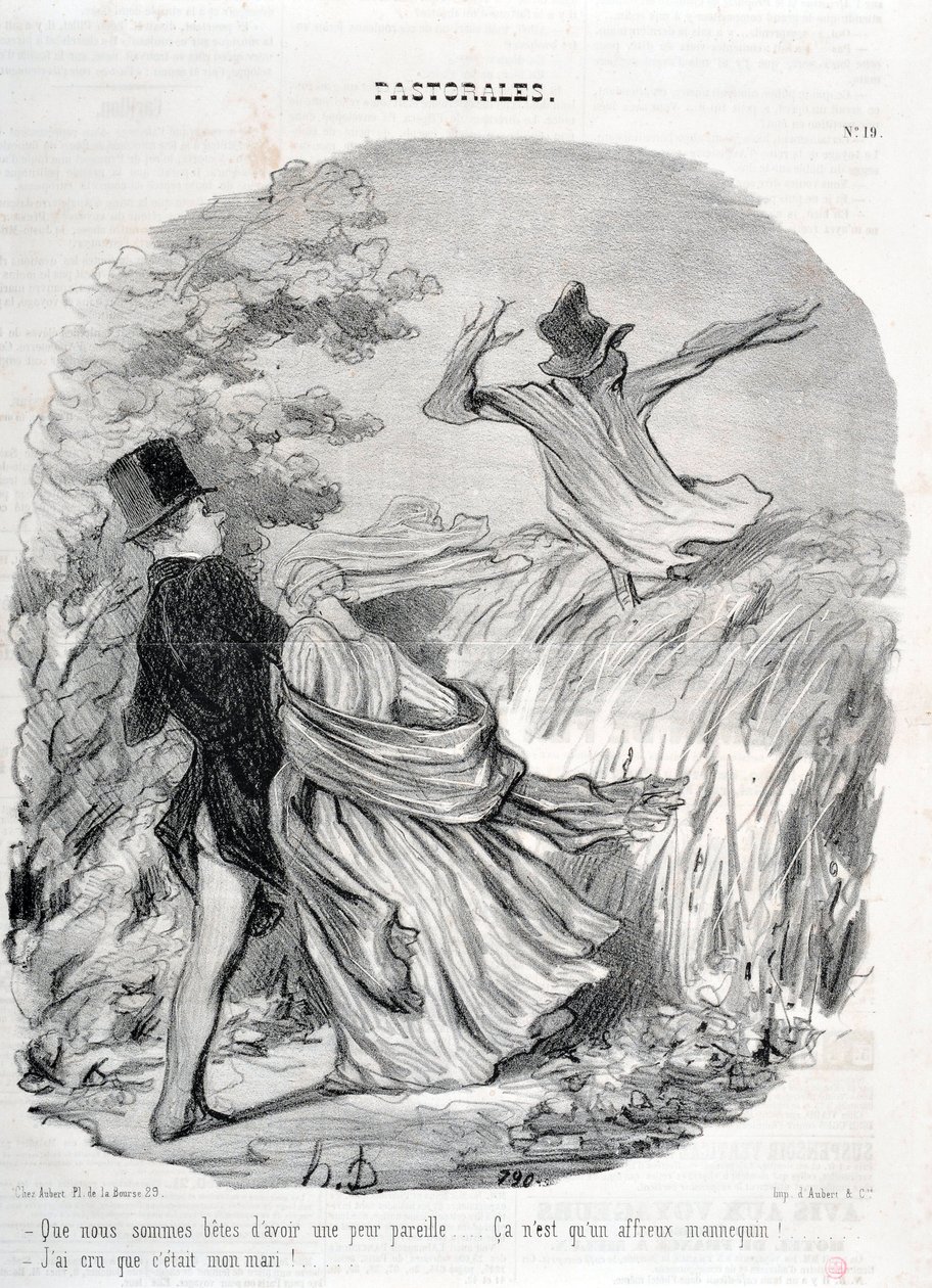 Opera di Honoré Daumier (1808-1879). Charivari del 1845: Serie PASTORALES Come siamo bravi ad avere tanta paura... Pensavo fosse mio marito! MUSEO DELLE BELLE ARTI - PALAZZO LONGCHAMP, MARSIGLIA da Honoré Daumier